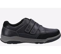 Mens Hush Puppies Leather Cushioned Insole Hook Loop Shoes "Fabian Double Strap"