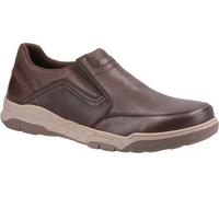 Hush Puppies Fletcher Mens Coffee Casual Slip On Smart Leather Shoes