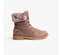 Hush Puppies Florence Womens Leather Lace-Up Warm Lining Casual Taupe Shearling