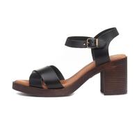 Hush Puppies WoMens Georgia Heeled Sandal - Black Leather - Size UK 8