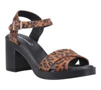 (Brown, 7 (Adults')) Hush Puppies Georgia Leather Women's Leopard Sandals