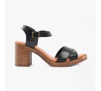 Hush Puppies Georgia Womens Leather Buckle Lightweight Casual Black Sandals