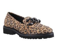 Hush Puppies Gianna Leather WoMens Leopard Loafers - Tan - Size UK 8