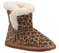 Hush Puppies Girls Ashlynn Leopard Print Suede Slippers FS9457