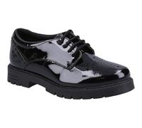 (6 (Adults'), Black) Jayne Patent SNR Black Girls Lace Up School Shoes