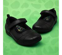 Hush Puppies Girls Shoes Black Kids School Leather Easy Fasten Clara SIZE