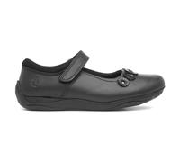 Hush Puppies Girls Shoes Black Kids School Leather Easy Fasten Flower Christina