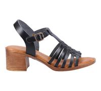 Hush Puppies Greta Black Leather Female Ladies Heeled Sandals