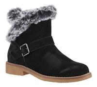 (, ) Hush Puppies Hannah Wide Fit Suede Women's Black Wide Fit Winter Ankle Boots