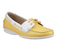 Hush Puppies Irene Leather Womens Yellow Boat Shoes - Size UK 5