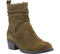 Hush Puppies Iris Suede Womens Khaki Heeled Ankle Boots - Size UK 7