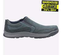 Hush Puppies Jasper Leather Mens Slip On Memory Foam Trainers Navy