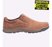 Hush Puppies Jasper Slip On Memory Foam Mens Leather Casual Shoes Tan