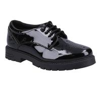Hush Puppies Jayne Patent SNR Leather Girls's Black Lace-Up Shoes - Size UK 4