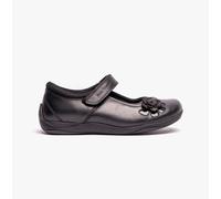 Hush Puppies Jessica Girls Leather Touch Fasten Comfort Black School Shoes