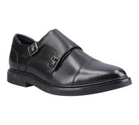Hush Puppies Kane Leather Mens Black Double Monk Shoes - Size UK 12