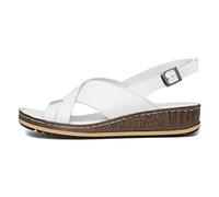 Hush Puppies Ladies Elena Cross Over Wedge Sandal, White, 4