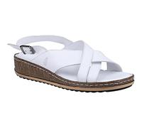 Hush Puppies Ladies Elena Cross Over Wedge Sandal, White, 6