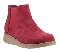 Hush Puppies Leonie Suede WoMens Burgundy Flat Chelsea Boots - Red - Size UK 7
