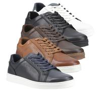 Hush Puppies Madden Mens Casual Lace Up Smart Leather Trainers - Tan - UK 8 / EU 42
