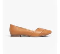 Hush Puppies Marley Womens Leather Slip-On Breathable Tan Ballerina & Pumps