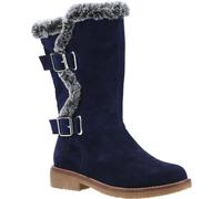 Hush Puppies Megan Navy Suede Leather and Faux Fur Female Ladies Mid Boot