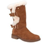 Hush Puppies Megan Tan Ladies Mid Boot Suede Leather+Fur
