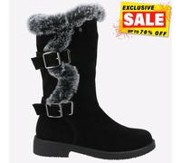 Hush Puppies Megan Womens Mid Memory Foam Water Resistant Boots Black