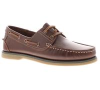 Hush Puppies Mens Boat Shoes Wilson Shoe Leather Lace Up brown - Size UK 10