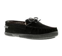 Hush Puppies Mens Real Suede Mocassin Slipper With Cosy Faux Fur Lining And Sock A Flexible Hardwearing Sol - Black - Size UK 7