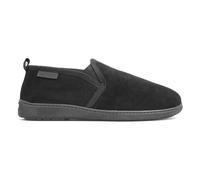 Hush Puppies Mens Slippers Black Adults Leather Slip On Faux Fur Arnold SIZE