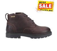 Hush Puppies Mini Presley WATERPROOF Junior Leather Lace Ankle Boots Borwn