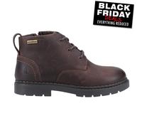 Hush Puppies Mini Presley WATERPROOF Junior Leather Lace Ankle Boots Borwn