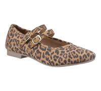 Hush Puppies Nancy Mary Jane Leather WoMens Leopard Flats - Tan - Size UK 7