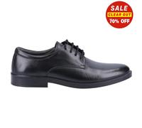Hush Puppies Neal Mens Leather Lace Up Designer Formal Fashion Shoes Black