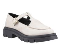 Hush Puppies Nella T-Bar Suede Womens Cream Shoes - Size UK 5