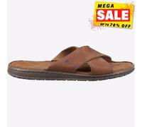 Hush Puppies Nile Mens MEMORY FOAM Cross Over Beach Walking Sandal Brown