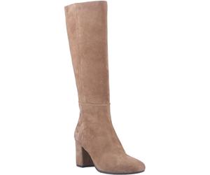 (, ) Hush Puppies Oprah Suede Long Leather Women's Mocha Heeled Knee High Boots