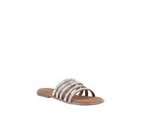 (Brown, 3 (Adults')) Hush Puppies Paris Slide Suede Women's Tan/Silver Sandals