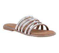 Hush Puppies Slide Sandal Paris Suede - Tan/Silver - Women's UK 5 / EU 38