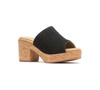 Hush Puppies Poppy Black Suede Cork Wrap Mules Black