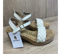Hush Puppies Poppy Strap Leather Women's Cream Wide Fit Sandals Platform UK 6