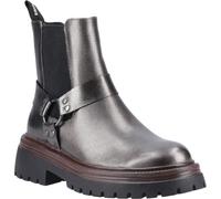 Hush Puppies Raye Leather Womens Pewter Flat Chelsea Boots - Silver - Size UK 7