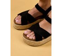 Hush Puppies Rosa Rafia Sandal Leather Women's Black Sandals UK 5