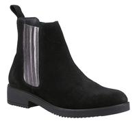 Hush Puppies Stella Black Leather and Pony Hair Female Ladies Ankle Boots