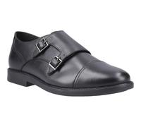 Hush Puppies Tim Monk Leather Youth Boy's Black Shoes UK 9