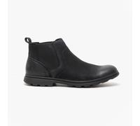 Hush Puppies Tyrone Mens Nubuck Pull-On Breathable Business Black Chelsea