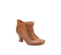 (Tan, UK 6) Hush Puppies Vivianna Wide Fit Brown Leather Victorian Lace Up Boots
