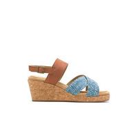 Hush Puppies Womens Willow X Band Ladies Heeled Sandals - Blue Leather/Textile - Size UK 4