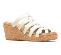 Hush Puppies Womens Willow Slide Ladies Heeled Sandals - White Leather/Textile - Size UK 6